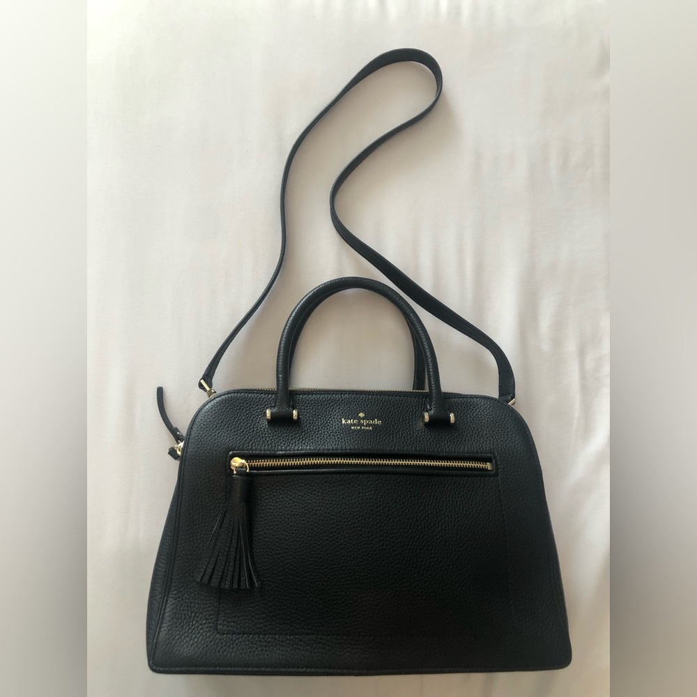 EUC Kate Spade Black Leather Crossbody Bag / Purse